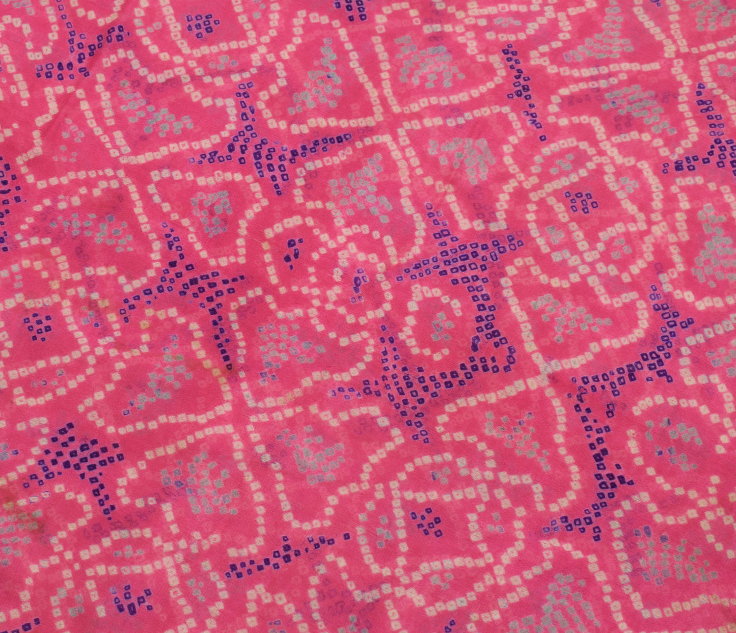 Sushila Vintage Pink Scrap Saree 100% Pure Georgette Silk Printed  Sari Fabric