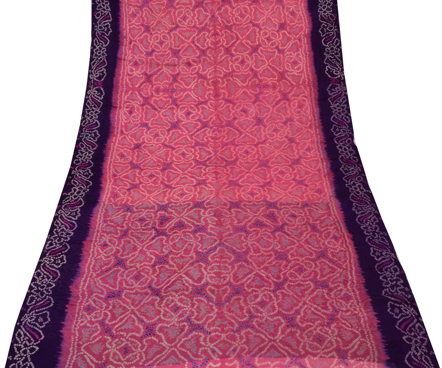 Sushila Vintage Pink Scrap Saree 100% Pure Georgette Silk Printed  Sari Fabric