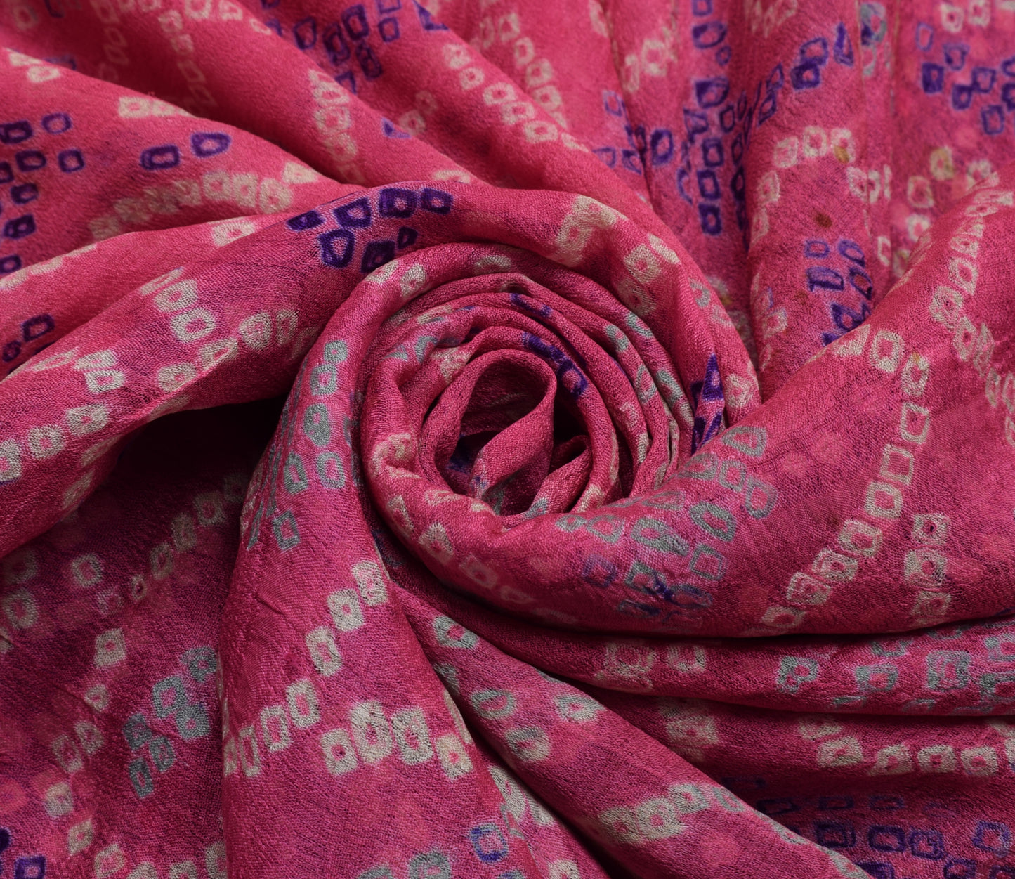 Sushila Vintage Pink Scrap Saree 100% Pure Georgette Silk Printed  Sari Fabric