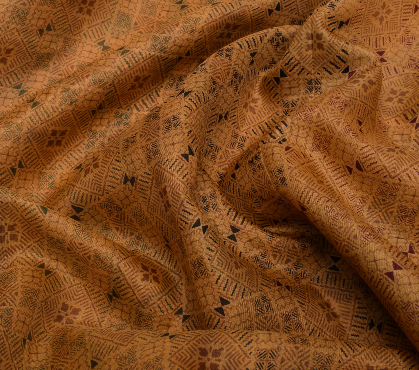 Sushila Vintage Brown Scrap Saree 100% Pure Silk Printed Floral Sari Fabric