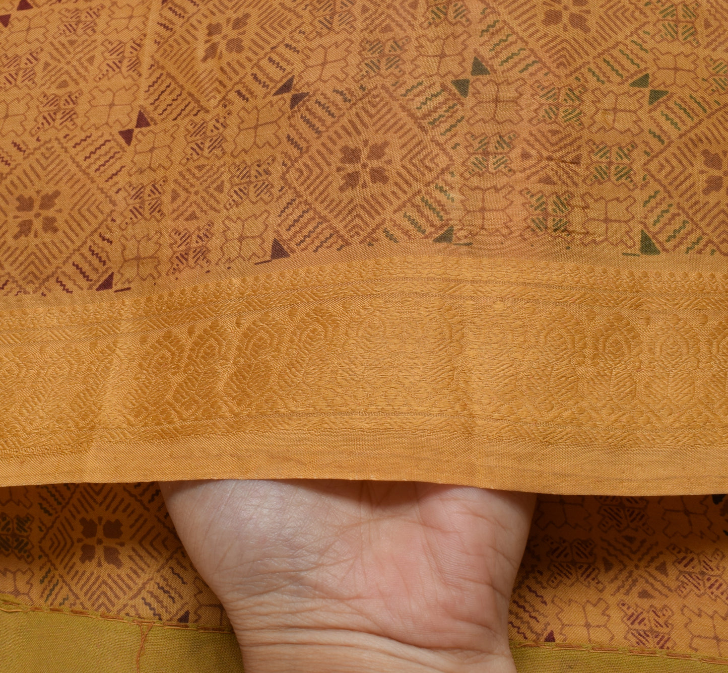 Sushila Vintage Brown Scrap Saree 100% Pure Silk Printed Floral Sari Fabric