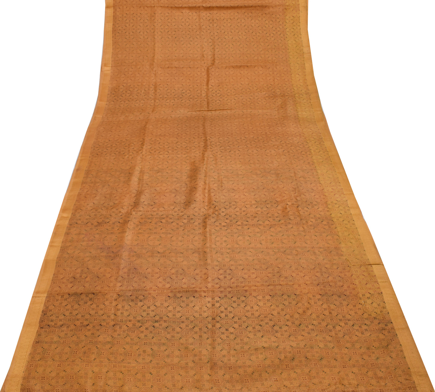 Sushila Vintage Brown Scrap Saree 100% Pure Silk Printed Floral Sari Fabric