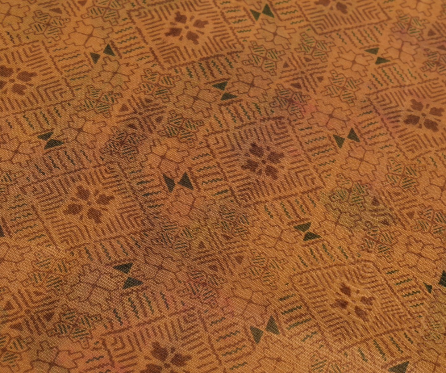 Sushila Vintage Brown Scrap Saree 100% Pure Silk Printed Floral Sari Fabric