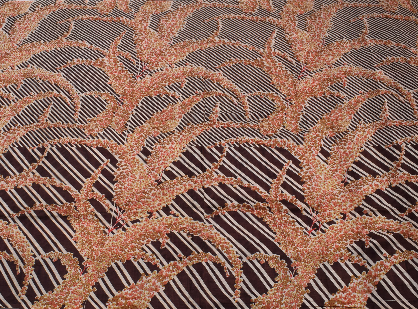 Sushila Vintage Brown Scrap Saree 100% Pure Silk Printed Floral Sari Fabric