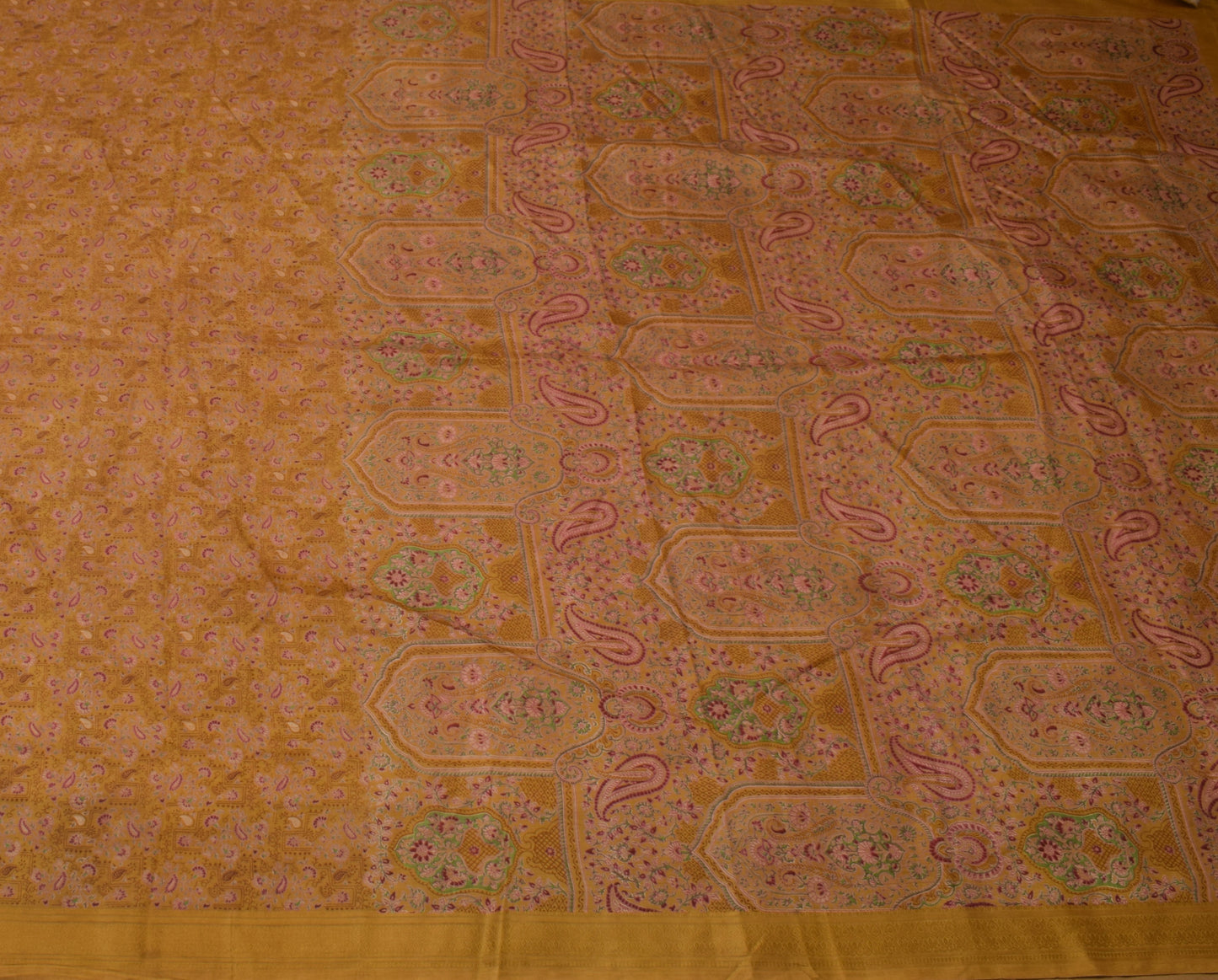 Sushila Vintage Brown Scrap Saree 100% Pure Silk Printed Paisley Sari Fabric