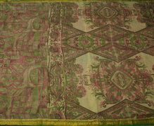 Sushila Vintage Indian Scrap Saree 100% Pure Silk Printed 5 Yard Sari Fabric
