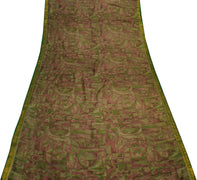 Sushila Vintage Indian Scrap Saree 100% Pure Silk Printed 5 Yard Sari Fabric