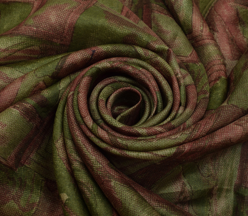 Sushila Vintage Indian Scrap Saree 100% Pure Silk Printed 5 Yard Sari Fabric