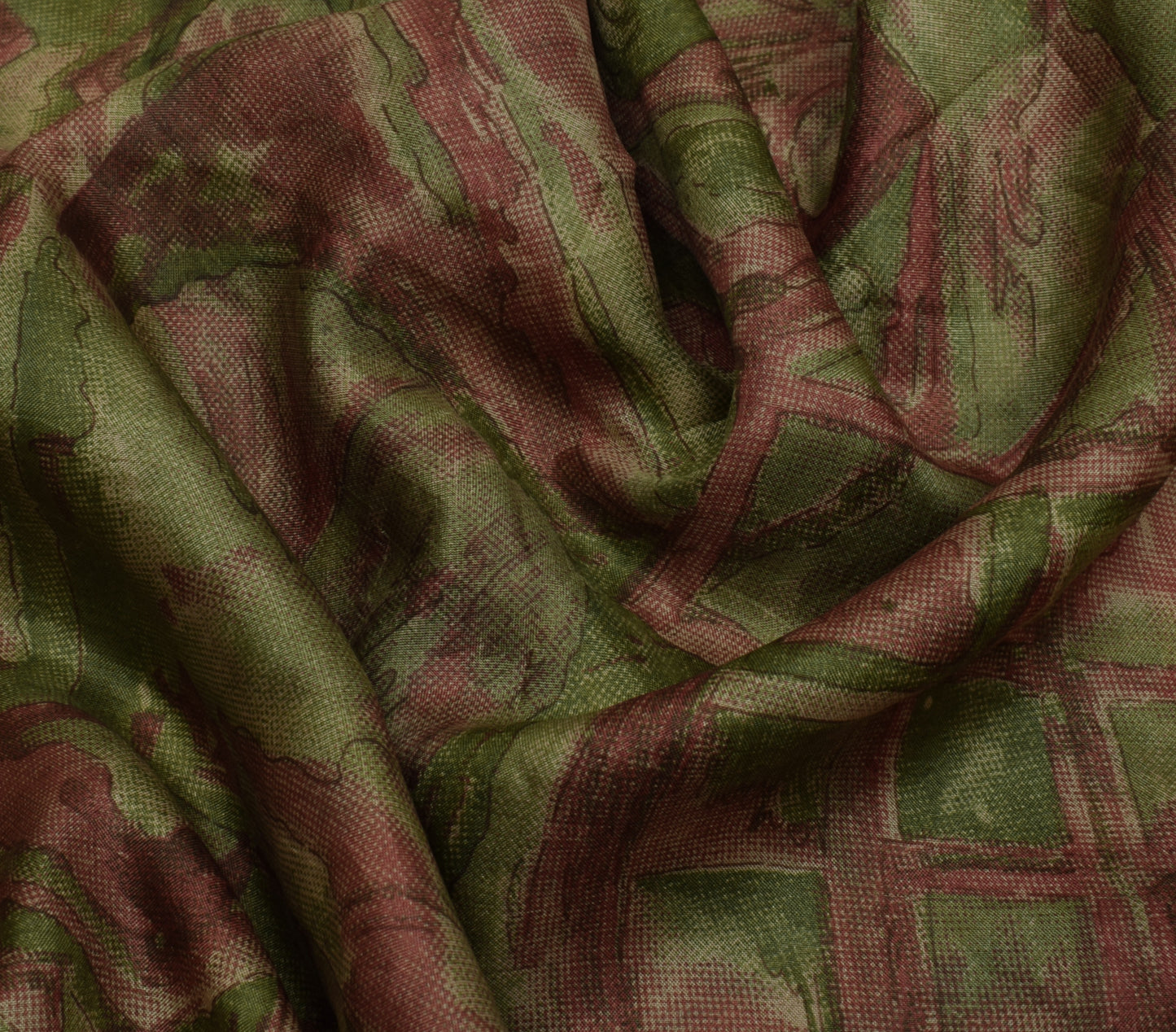 Sushila Vintage Indian Scrap Saree 100% Pure Silk Printed 5 Yard Sari Fabric