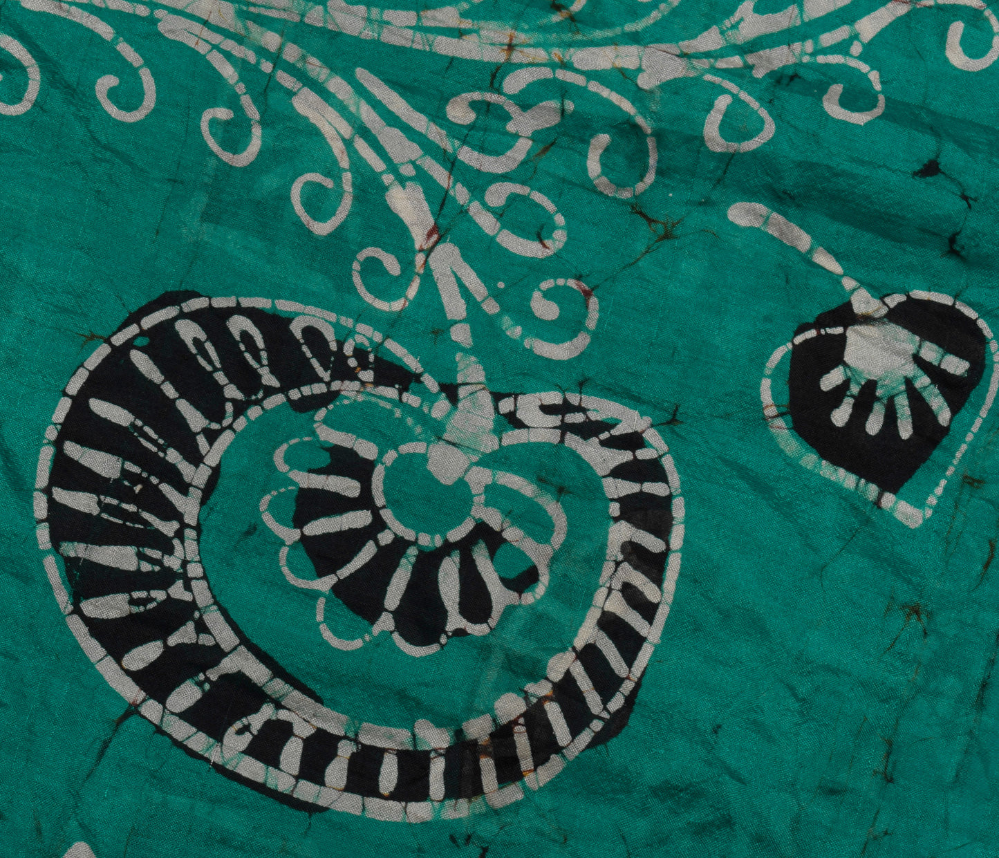 Sushila Vintage Teal Green Scrap Saree 100% Pure Silk Printed Sari Craft Fabric