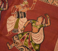 Sushila Vintage Mustard Scrap Saree 100% Pure Silk Printed 5 Yard Sari Fabric