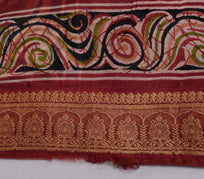 Sushila Vintage Mustard Scrap Saree 100% Pure Silk Printed 5 Yard Sari Fabric