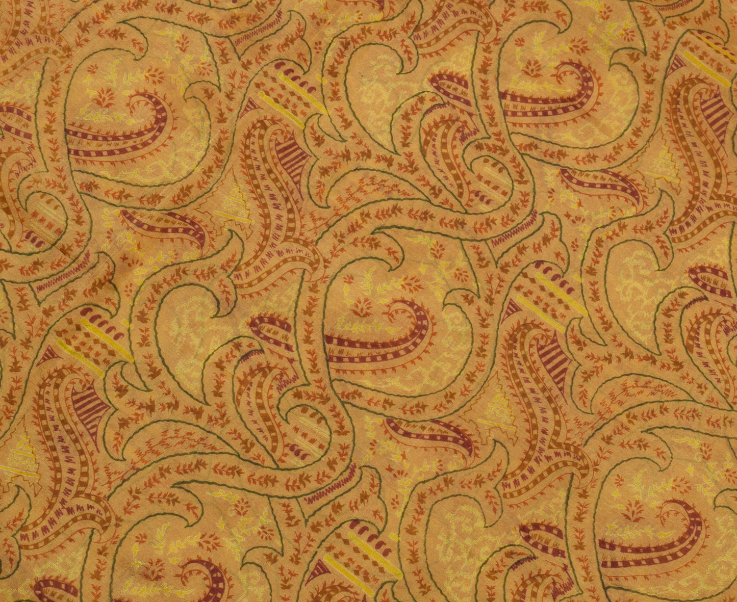 Sushila Vintage Brown Scrap Saree 100% Pure Silk Printed Floral Sari Fabric