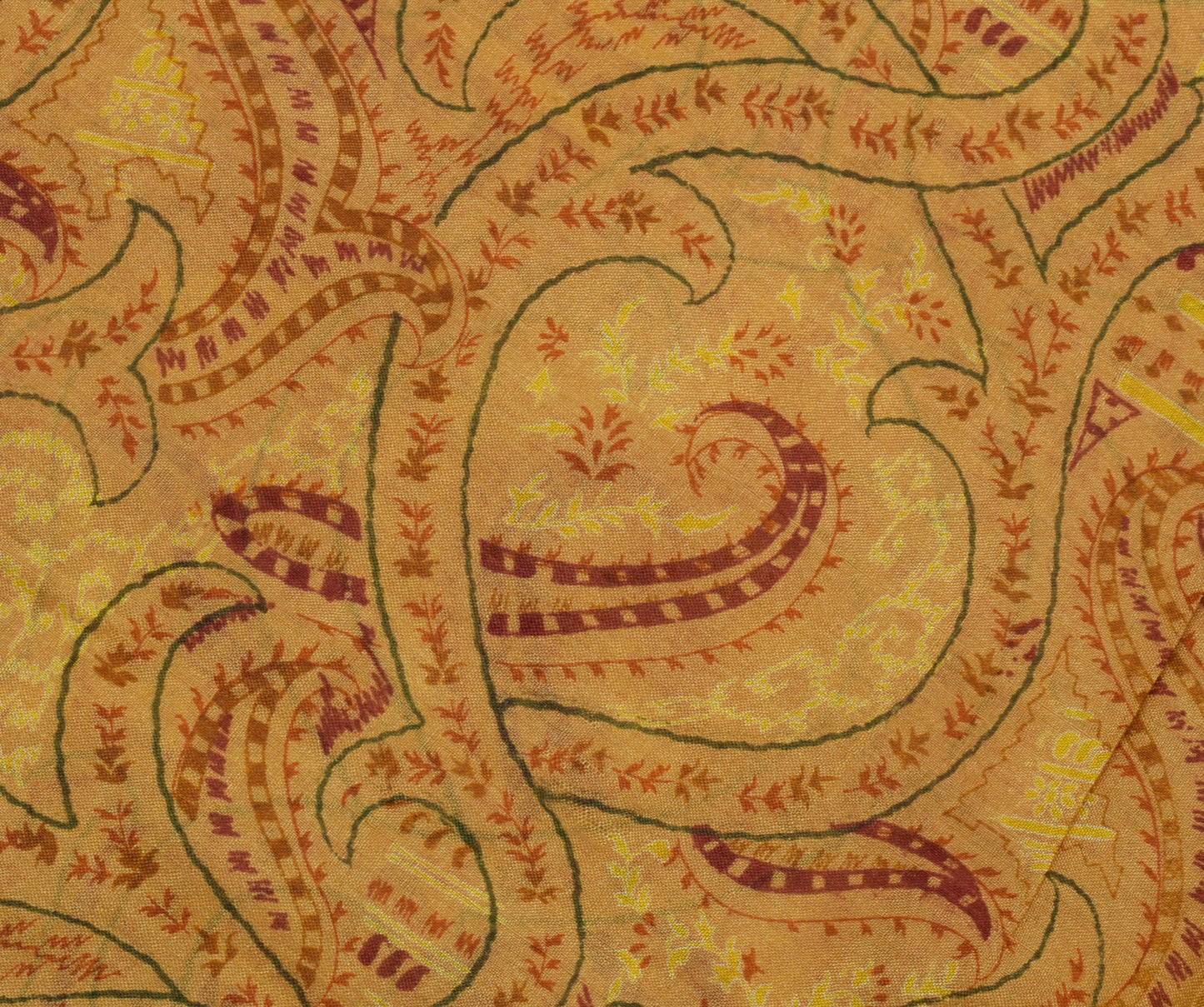 Sushila Vintage Brown Scrap Saree 100% Pure Silk Printed Floral Sari Fabric
