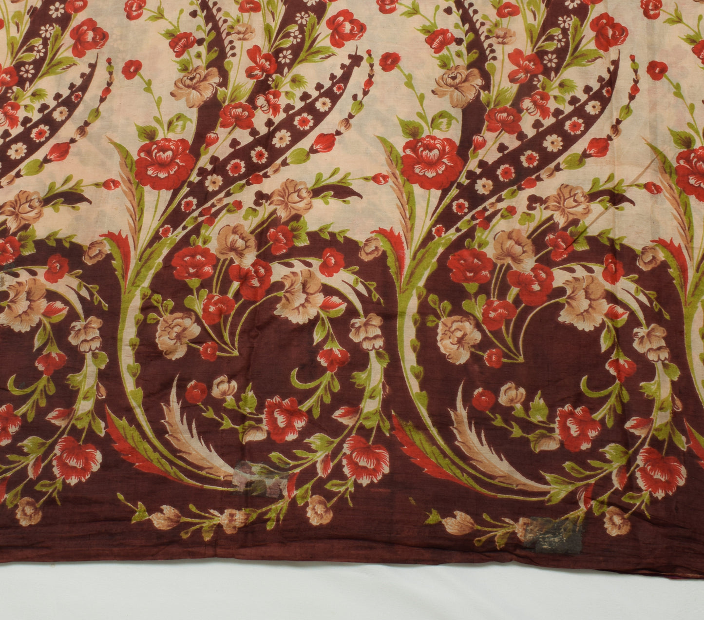 Sushila Vintage Cream Scrap Saree 100% Pure Silk Printed Floral Sari Fabric