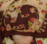 Sushila Vintage Cream Scrap Saree 100% Pure Silk Printed Floral Sari Fabric