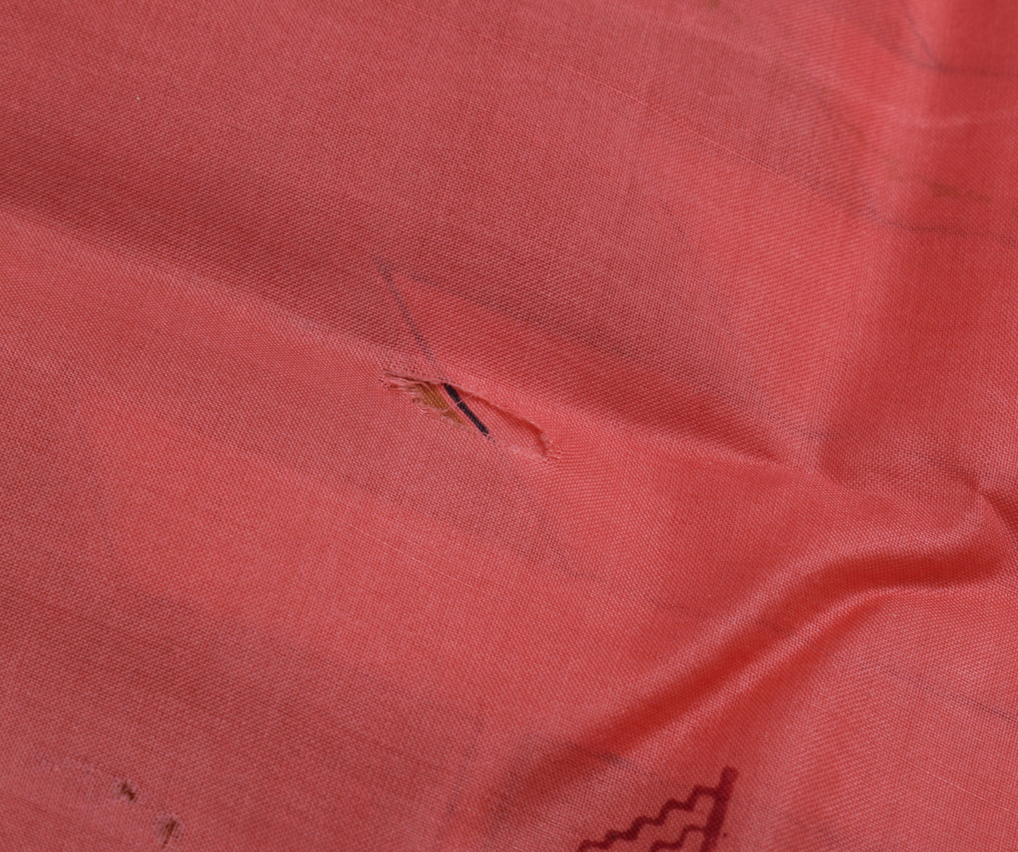 Sushila Vintage Peach Indian Scrap Saree 100% Pure Silk Printed Sari Fabric