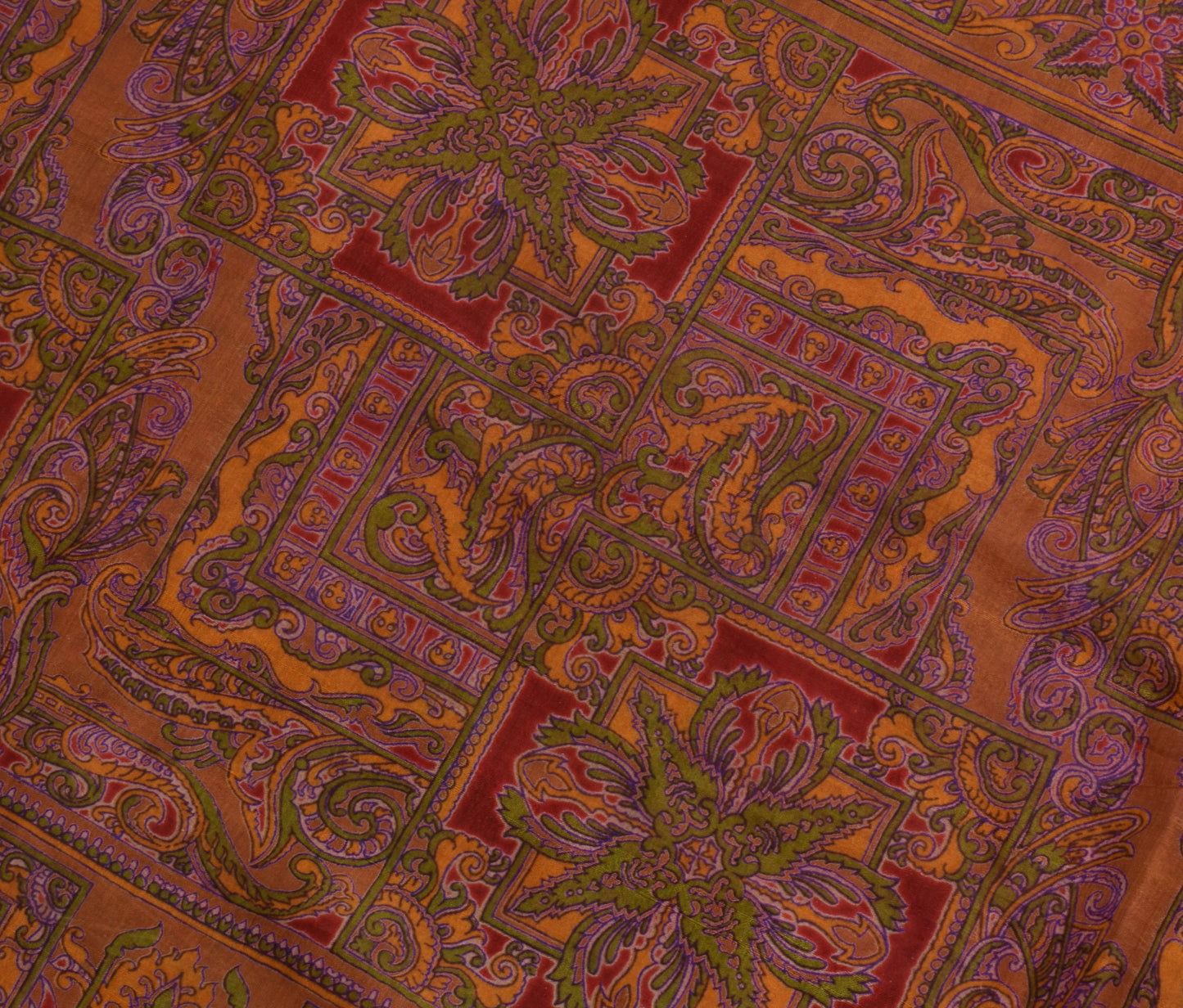 Sushila Vintage Indian Scrap Saree 100% Pure Silk Printed Floral Sari Fabric