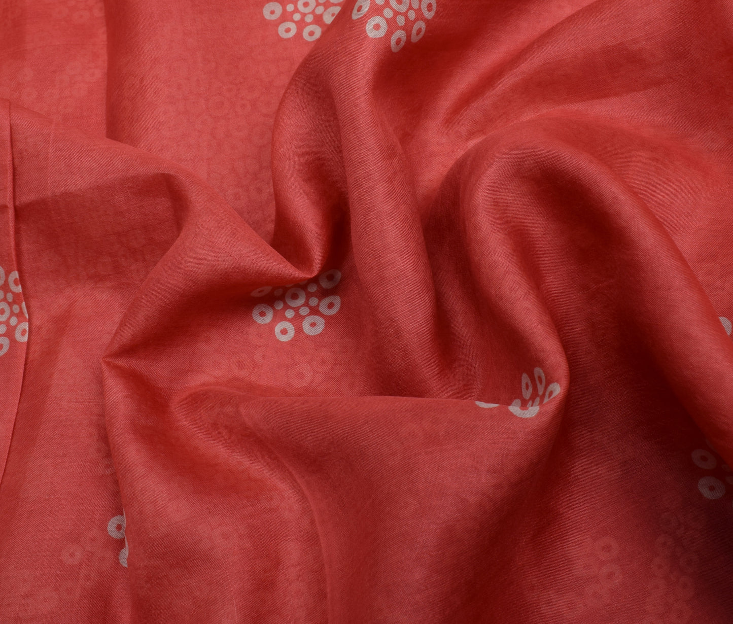 Sushila Vintage Red Scrap Saree 100% Pure Silk Printed Floral Sari Craft Fabric