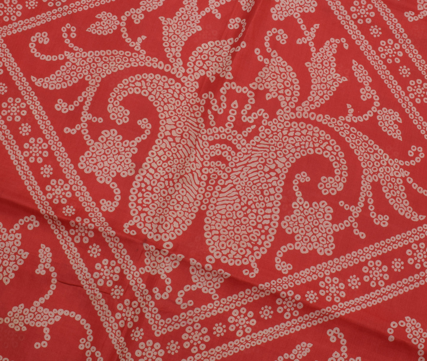 Sushila Vintage Red Scrap Saree 100% Pure Silk Printed Floral Sari Craft Fabric