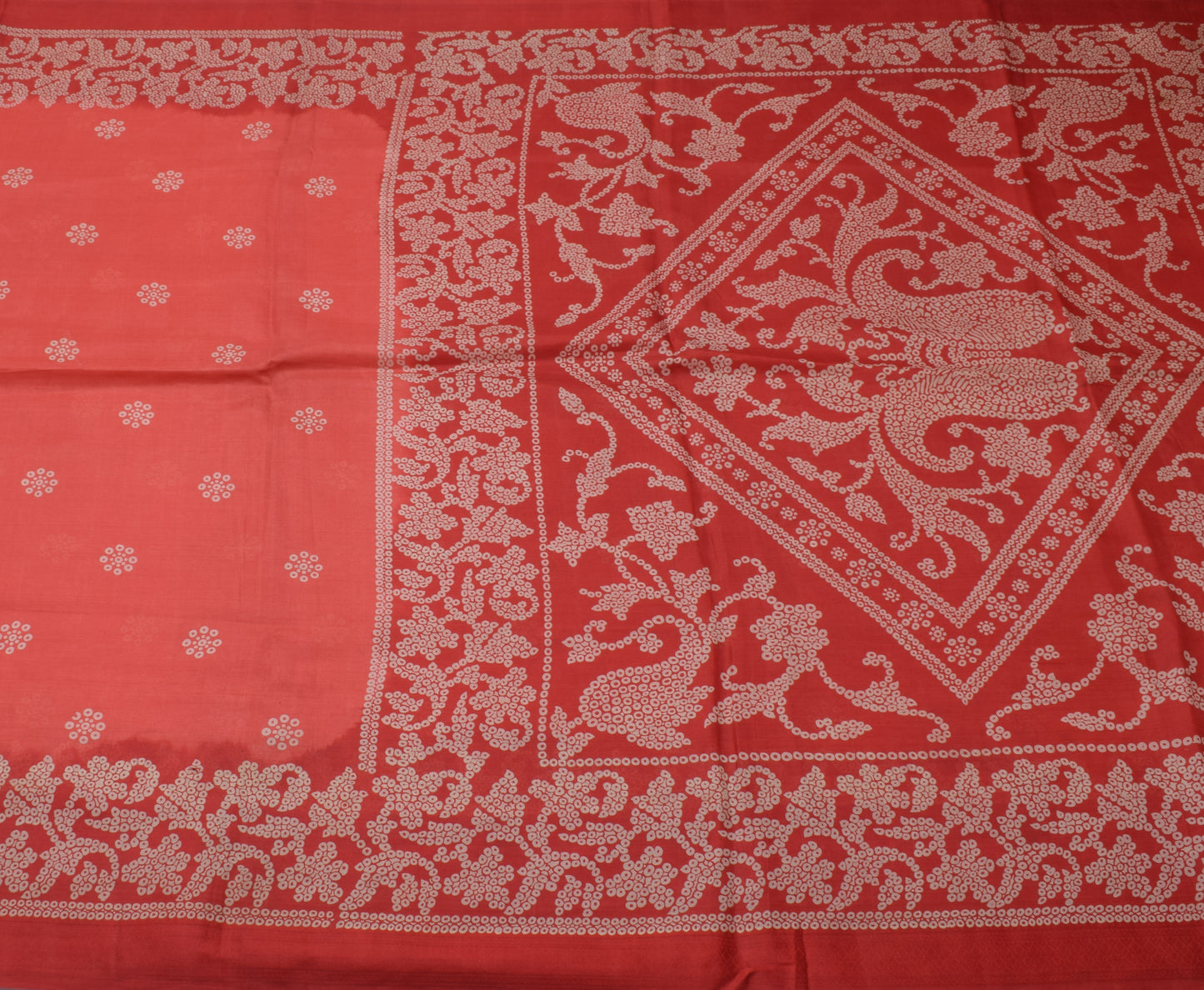 Sushila Vintage Red Scrap Saree 100% Pure Silk Printed Floral Sari Craft Fabric
