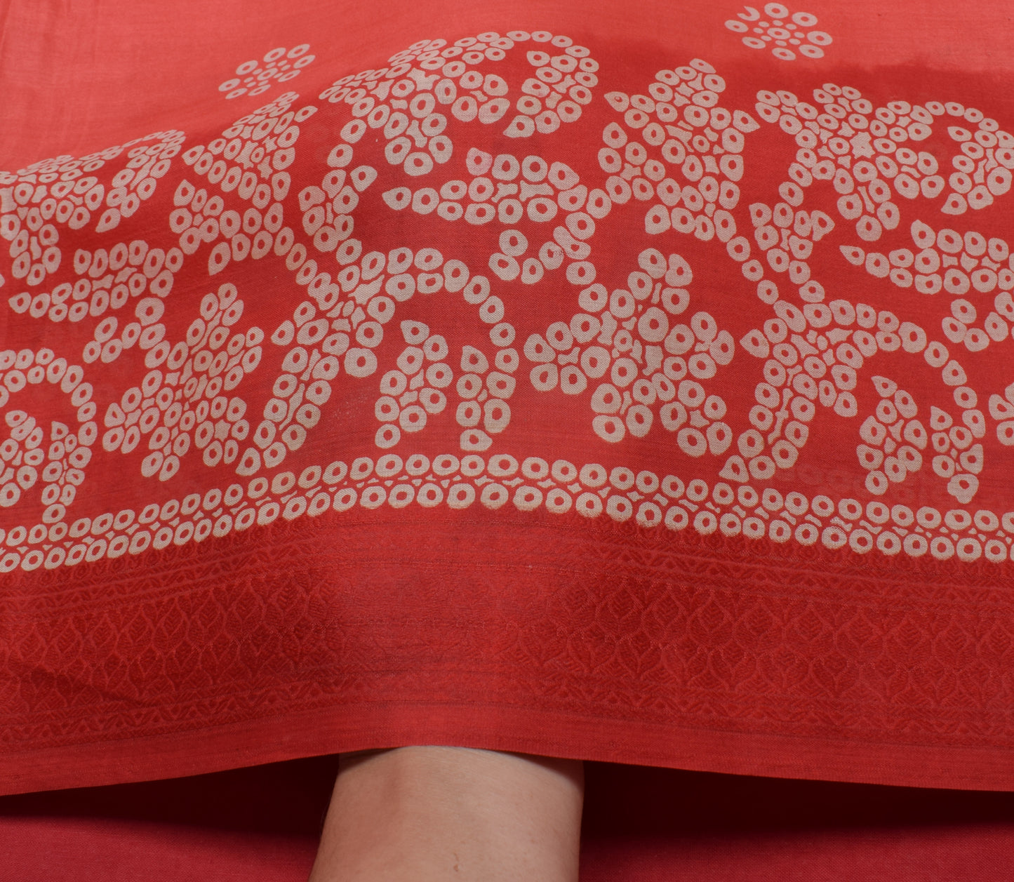 Sushila Vintage Red Scrap Saree 100% Pure Silk Printed Floral Sari Craft Fabric