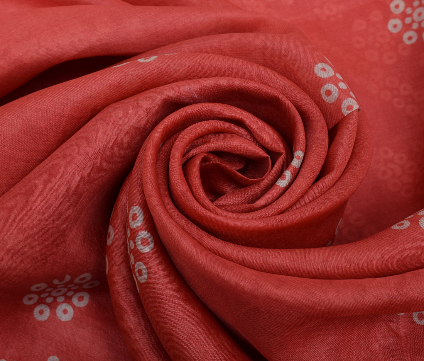 Sushila Vintage Red Scrap Saree 100% Pure Silk Printed Floral Sari Craft Fabric