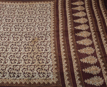 Sushila Vintage Brown Scrap Saree 100% Pure Silk Printed Floral Sari Fabric