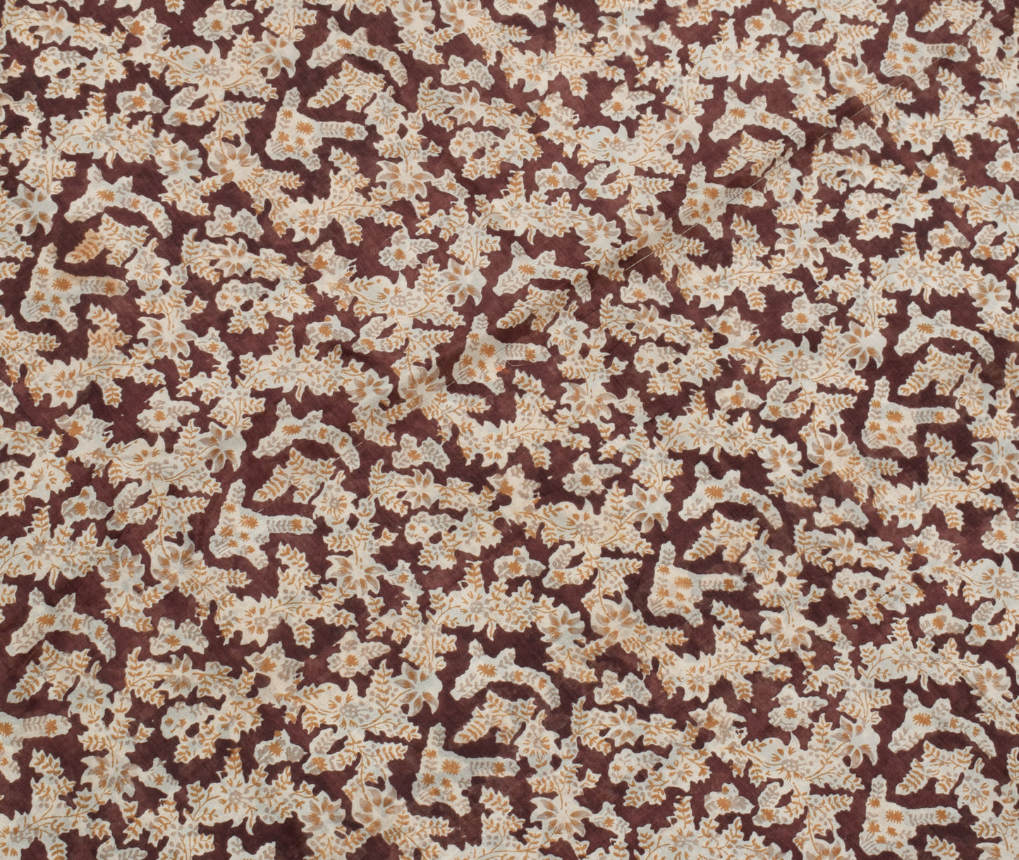 Sushila Vintage Brown Scrap Saree 100% Pure Silk Printed Floral Sari Fabric