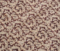 Sushila Vintage Brown Scrap Saree 100% Pure Silk Printed Floral Sari Fabric