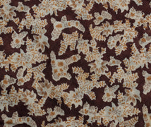 Sushila Vintage Brown Scrap Saree 100% Pure Silk Printed Floral Sari Fabric
