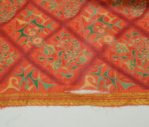 Sushila Vintage Orange Scrap Saree 100% Pure Silk Printed Floral Sari Fabric