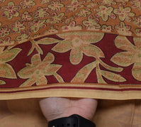 Sushila Vintage Brown Scrap Saree 100% Pure Silk Printed Floral Sari Fabric