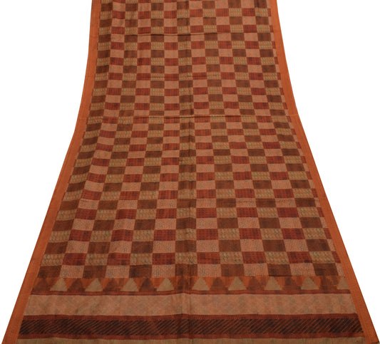 Sushila Vintage Multi-Color Scrap Saree Pure Silk Printed 5 Yard Sari Fabric