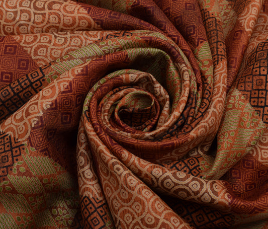 Sushila Vintage Multi-Color Scrap Saree Pure Silk Printed 5 Yard Sari Fabric