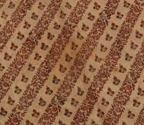 Sushila Vintage Light Brown Scrap Saree Pure Silk Printed Floral Sari Fabric
