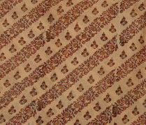 Sushila Vintage Light Brown Scrap Saree Pure Silk Printed Floral Sari Fabric