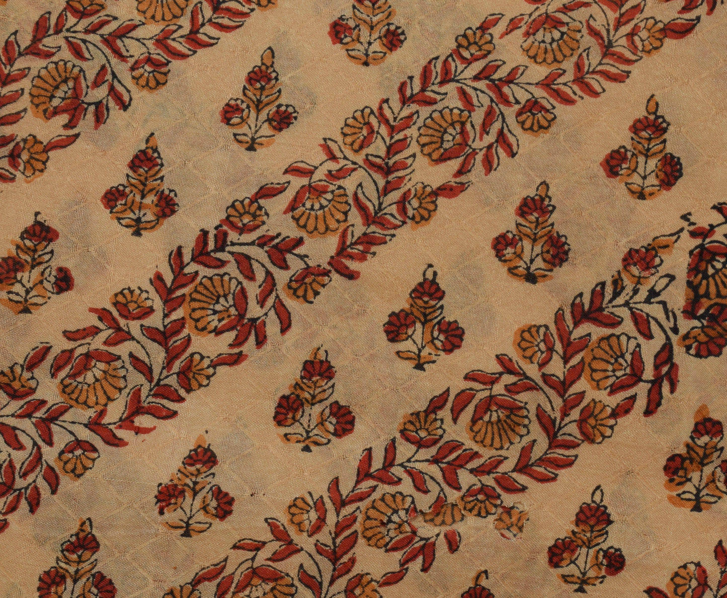 Sushila Vintage Light Brown Scrap Saree Pure Silk Printed Floral Sari Fabric