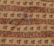 Sushila Vintage Light Brown Scrap Saree Pure Silk Printed Floral Sari Fabric