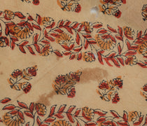 Sushila Vintage Light Brown Scrap Saree Pure Silk Printed Floral Sari Fabric