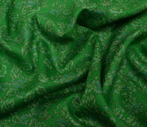 Sushila Vintage Green Scrap Saree 100% Pure Silk Printed Floral Sari Fabric