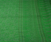 Sushila Vintage Green Scrap Saree 100% Pure Silk Printed Floral Sari Fabric