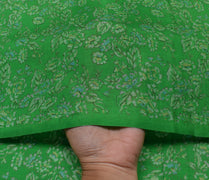 Sushila Vintage Green Scrap Saree 100% Pure Silk Printed Floral Sari Fabric