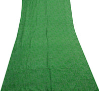Sushila Vintage Green Scrap Saree 100% Pure Silk Printed Floral Sari Fabric