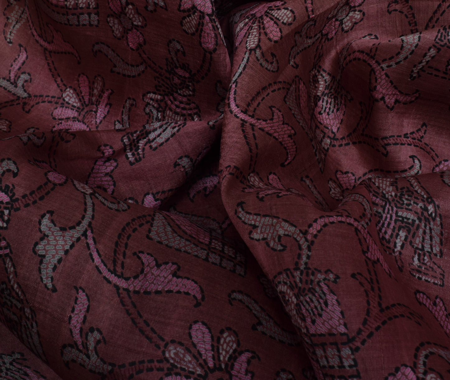 Sushila Vintage Indian Scrap Saree 100% Pure Silk Printed Floral Sari Fabric