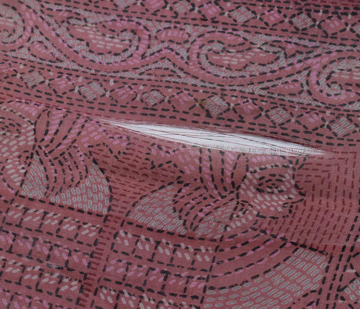 Sushila Vintage Indian Scrap Saree 100% Pure Silk Printed Floral Sari Fabric