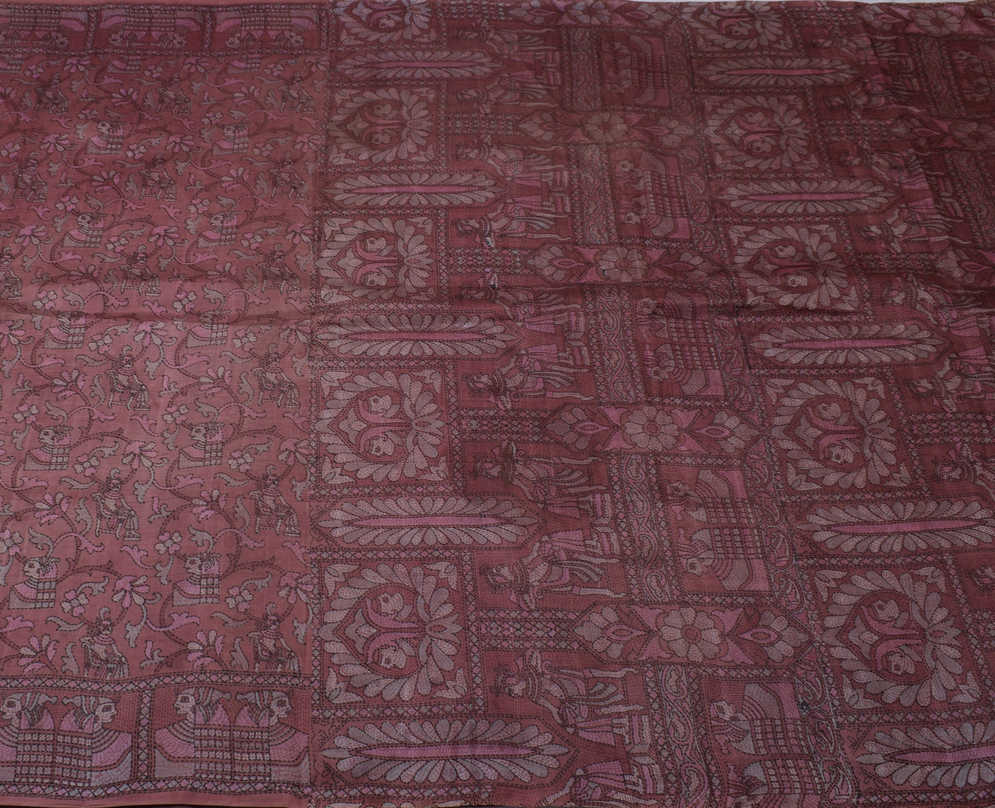 Sushila Vintage Indian Scrap Saree 100% Pure Silk Printed Floral Sari Fabric
