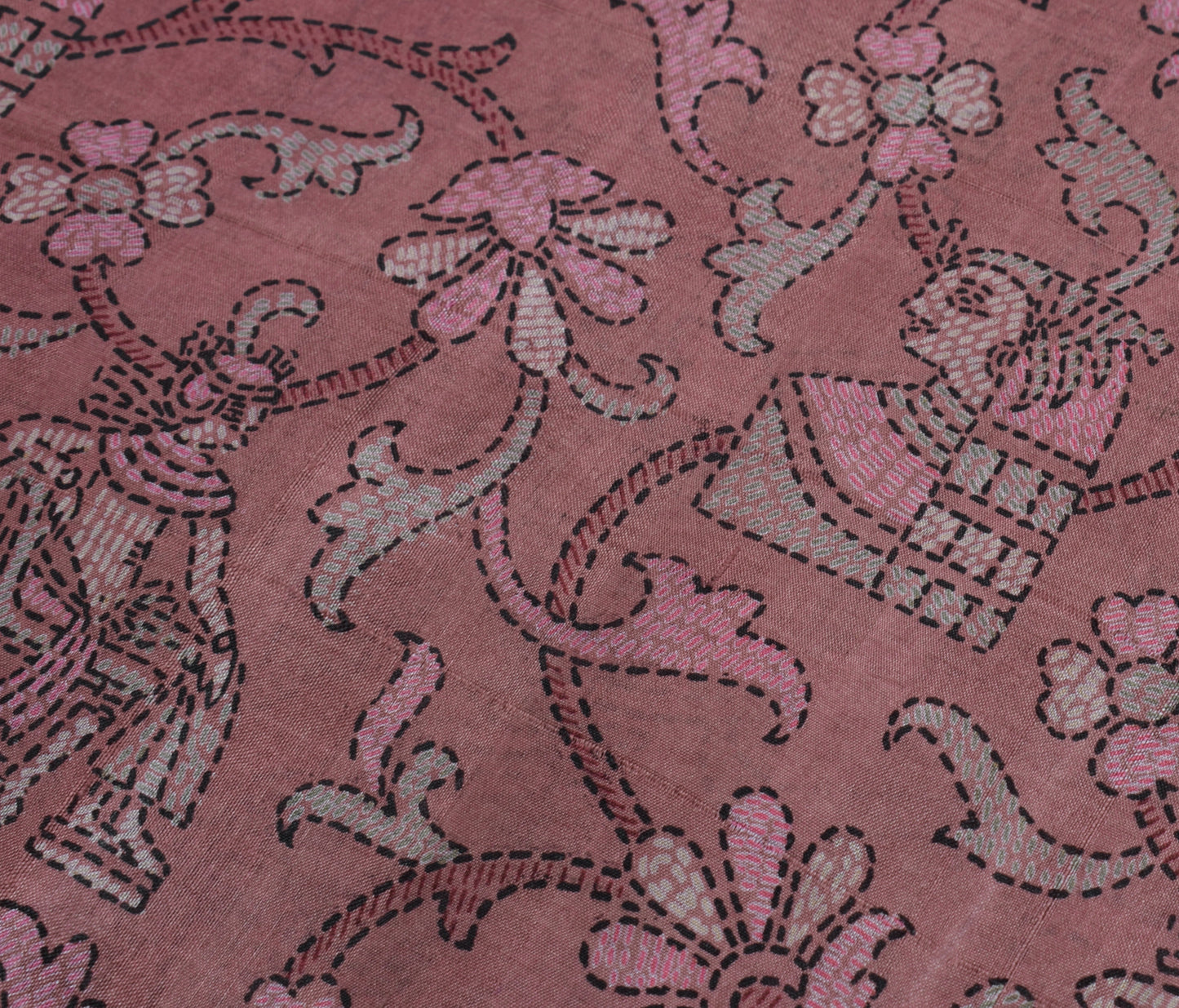 Sushila Vintage Indian Scrap Saree 100% Pure Silk Printed Floral Sari Fabric