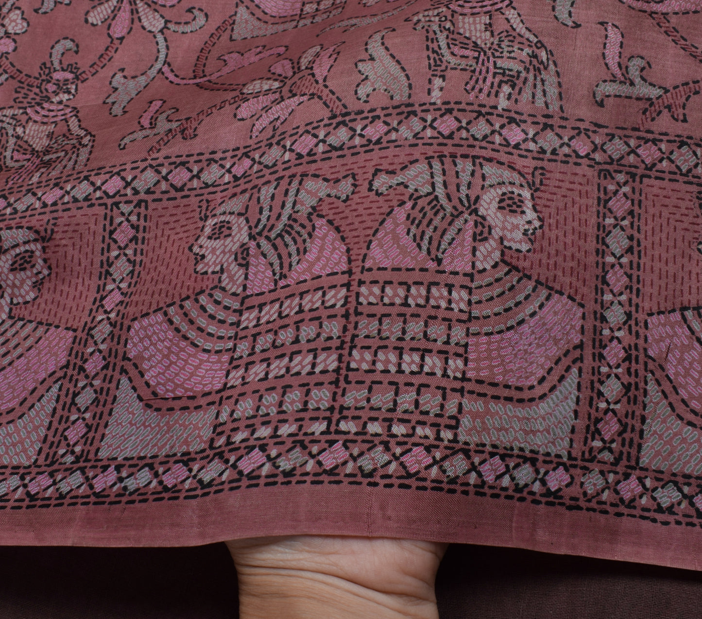 Sushila Vintage Indian Scrap Saree 100% Pure Silk Printed Floral Sari Fabric