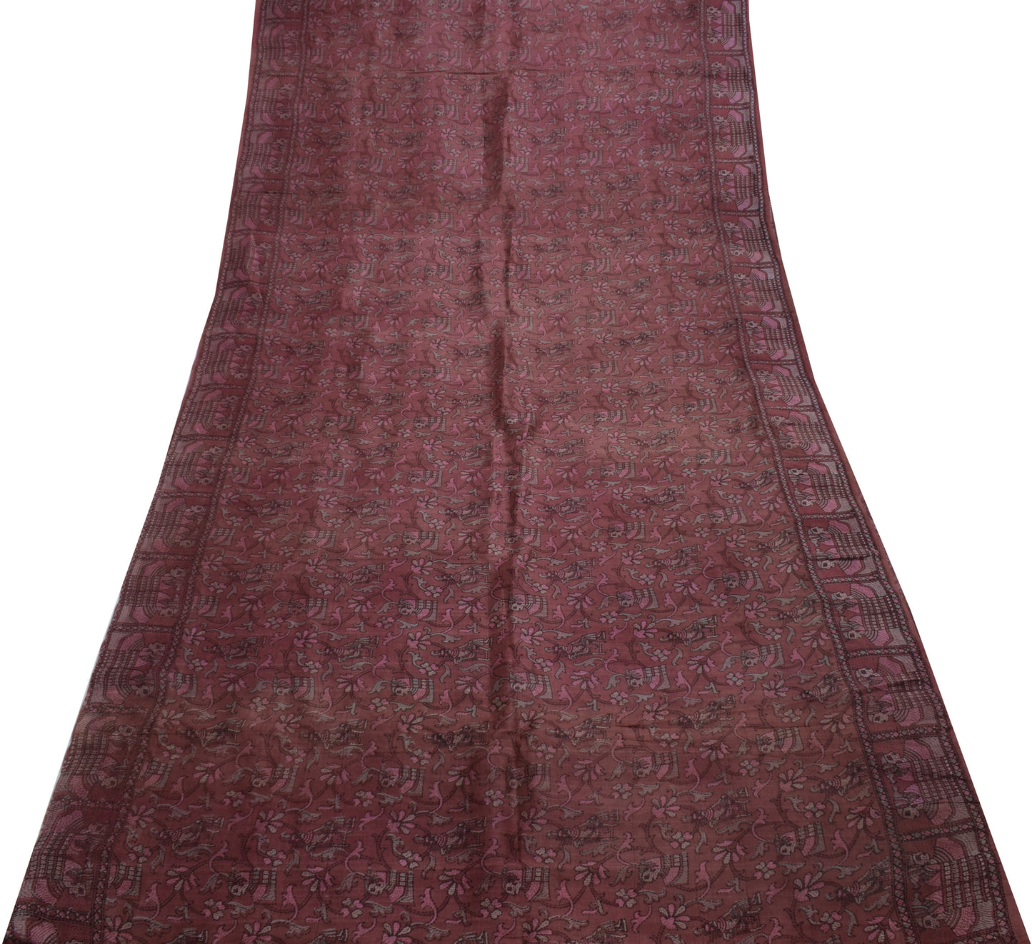 Sushila Vintage Indian Scrap Saree 100% Pure Silk Printed Floral Sari Fabric